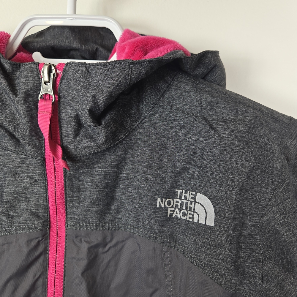 THE NORTH FACE Girls Jacket Eco Thermoball Parka Hooded Full Zip 10/12 Gray/Pink - Picture 5 of 8
